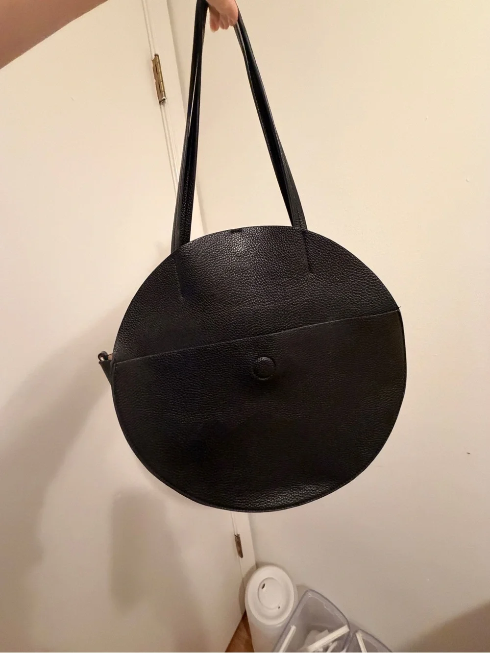 J. Crew Black Round Leather Shoulder Bag